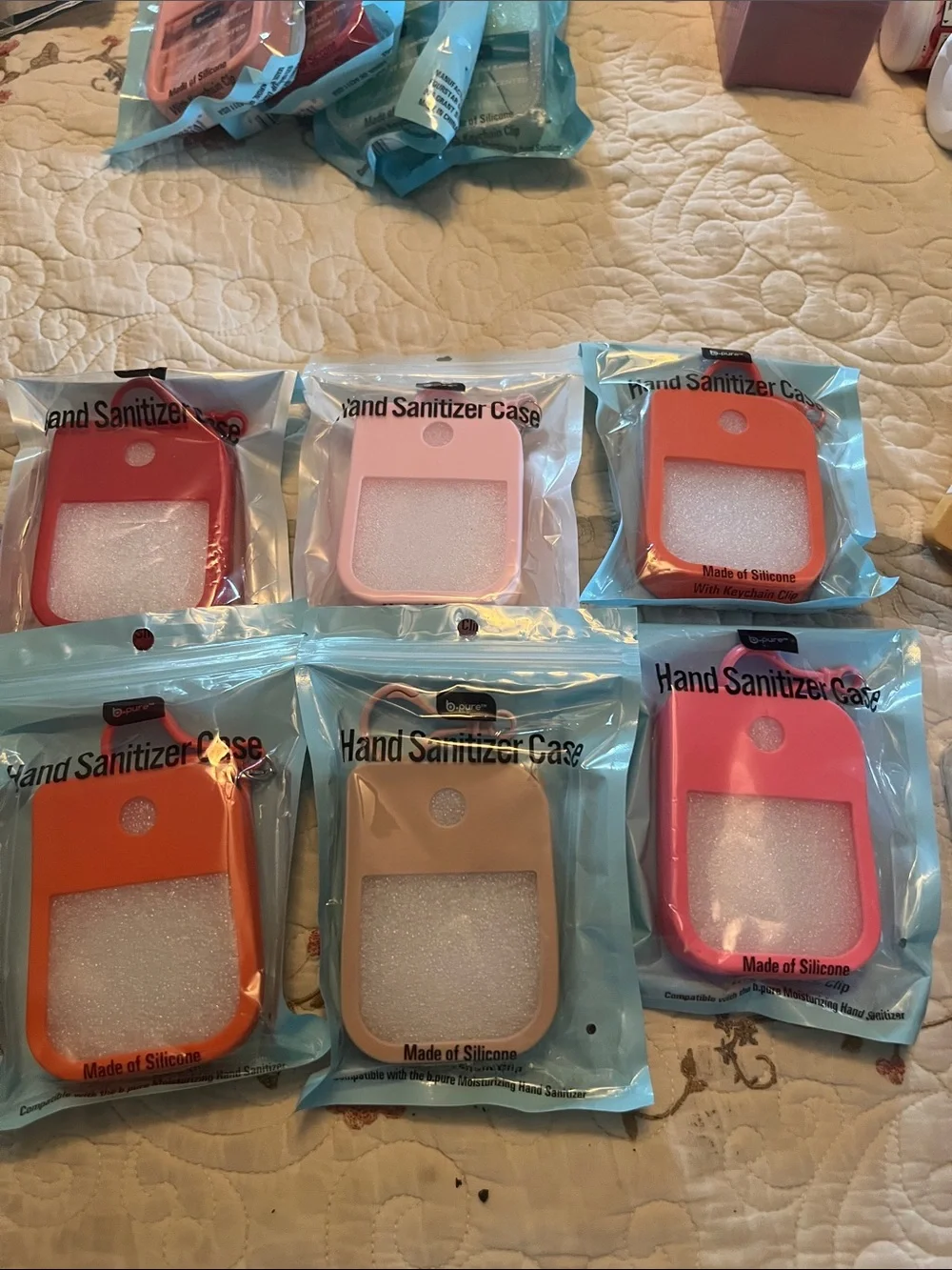 Silicone Hand Sanitizer Case - Pink, Red, Orange, Beige